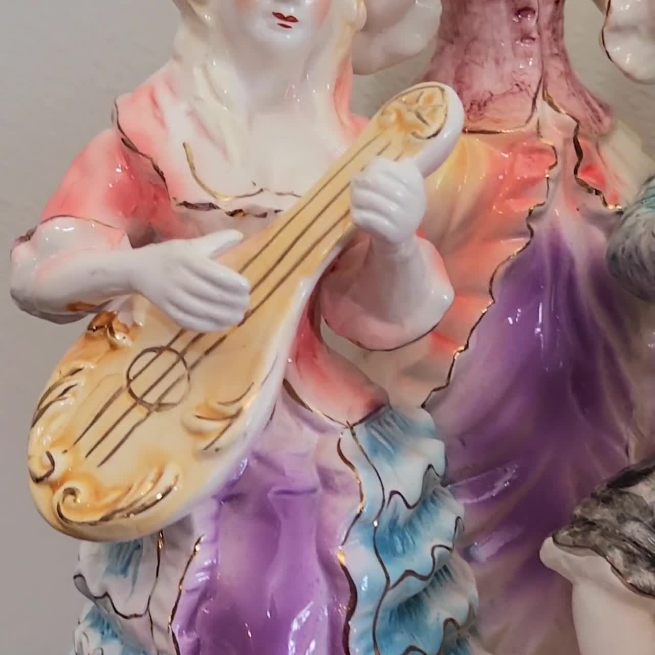 Vintage Rococo Capodimonte Style Porcelain Figurine, String Trio