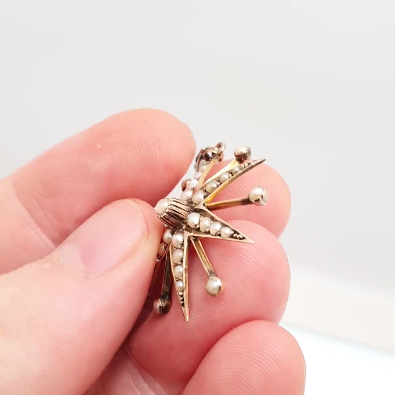 アンティーク 9金 スターペンダント シードパールネックレス