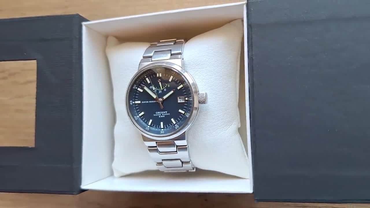 Vintage Orient Power Reserve Automatic Watch - Blue Dial, Japan