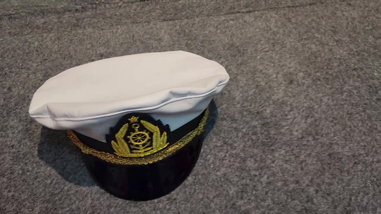 Genuine Leather Sailor Hat, Black Greek Fisherman Cap, Nautical