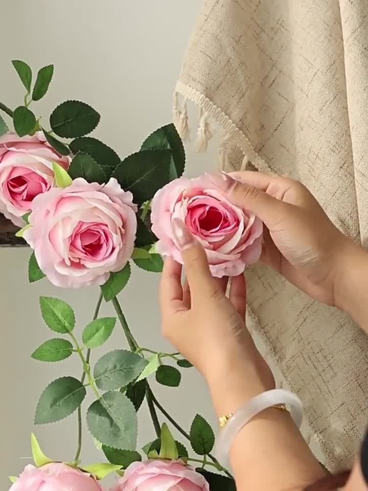 人工バラの花のつる、模造花植物ラタン杖装飾 1.9メートル - Etsy 日本