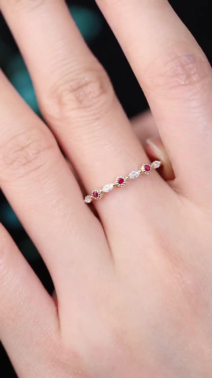 関送込★MISSOMA★Fine Half Eternity ルビー リング Fine Half Eternity Ruby Ring | July Birthstone | Missoma