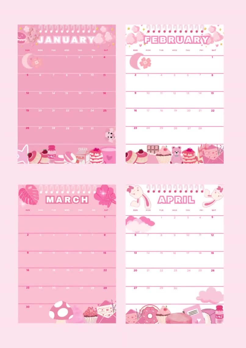 2025 Pink Calendar, Cute Pink Calendar, 2025 Printable Calendar, Pink Calendar, Pink and White Calendar, 2025 Digital Calendar video poster