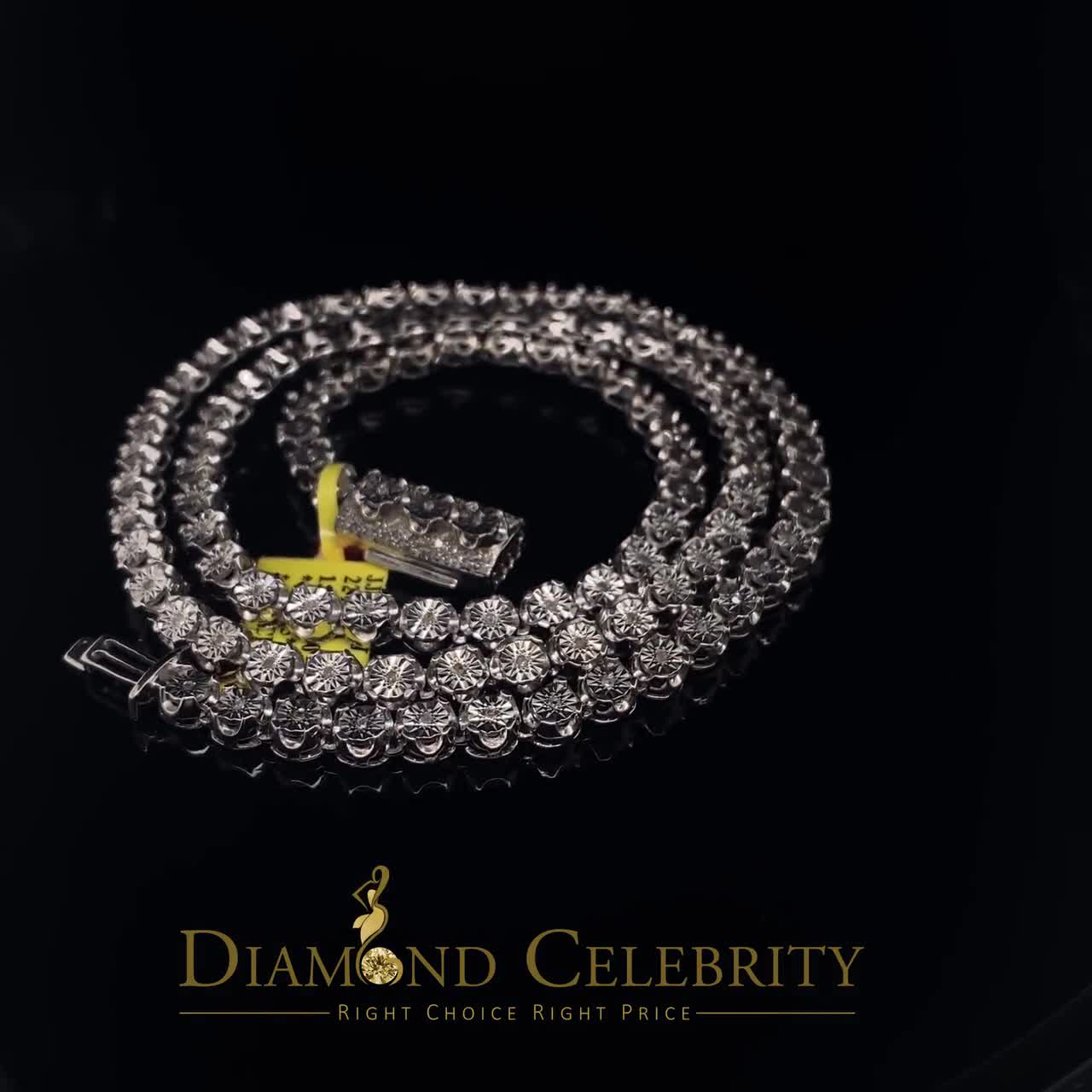 0.66ct Illusion Diamond Silver Tennis Necklace, Size 22 Inch