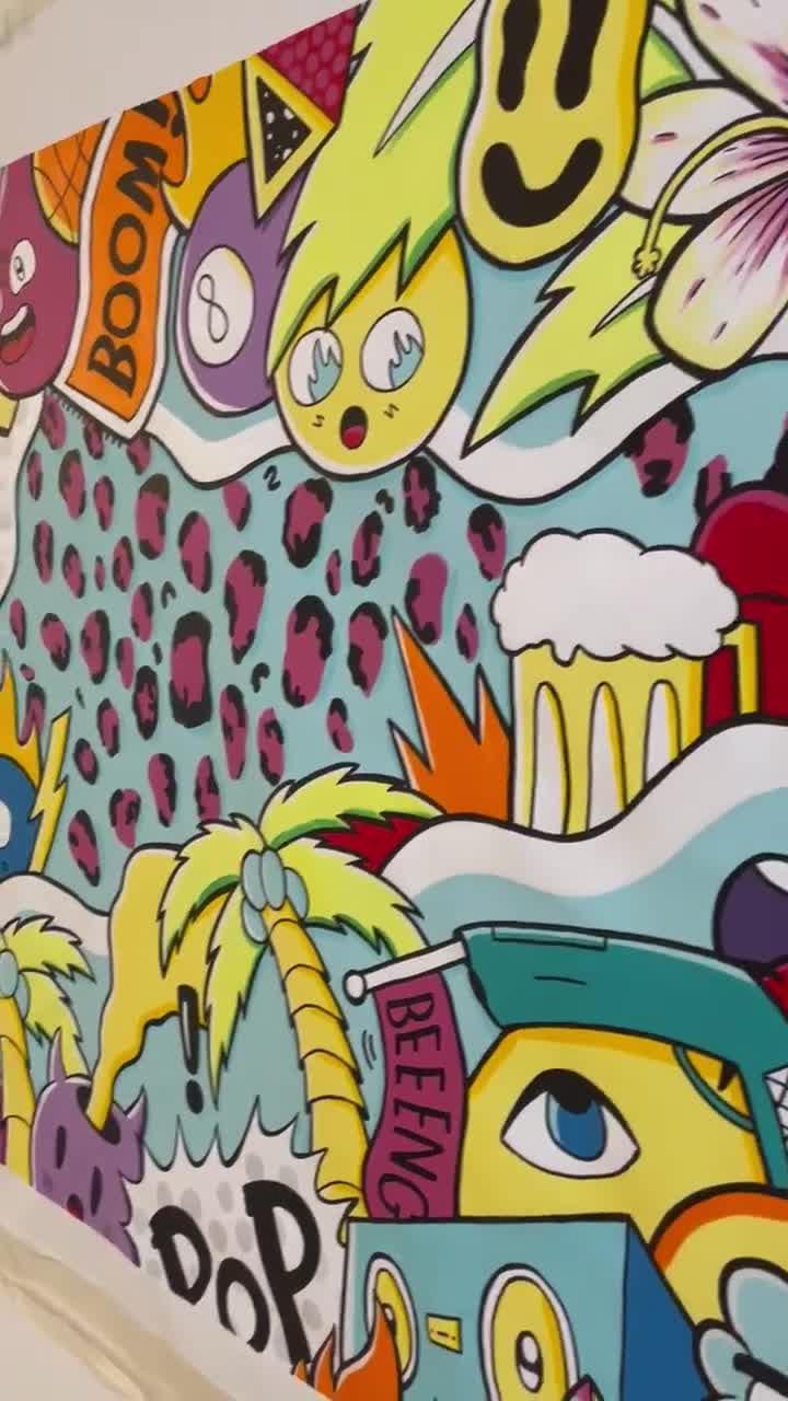 Large Graffiti Wall Art, Colorful Canvas Art Print, Pop Art Canvas