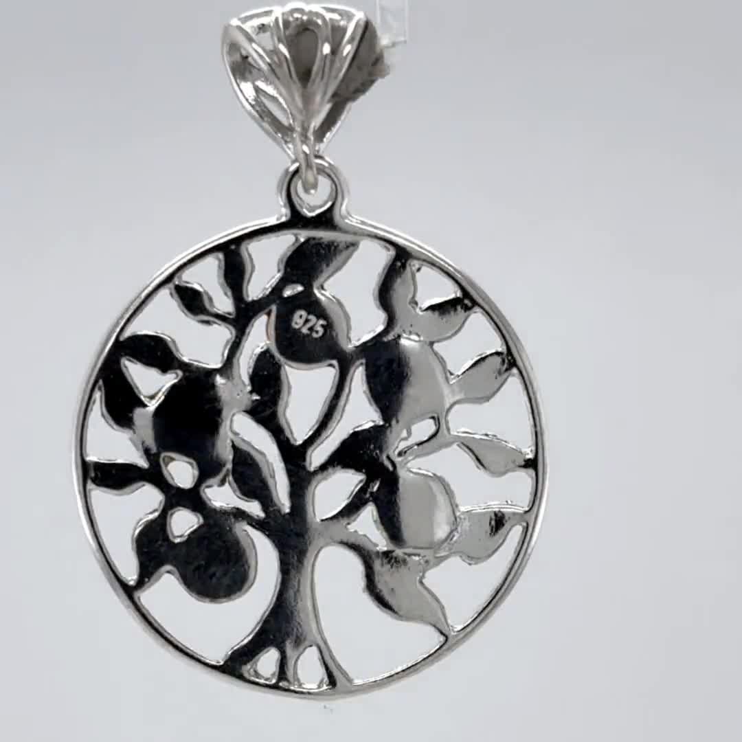 Colgante árbol De La Vida Con ámbar Báltico, Plata 925g - Azabache