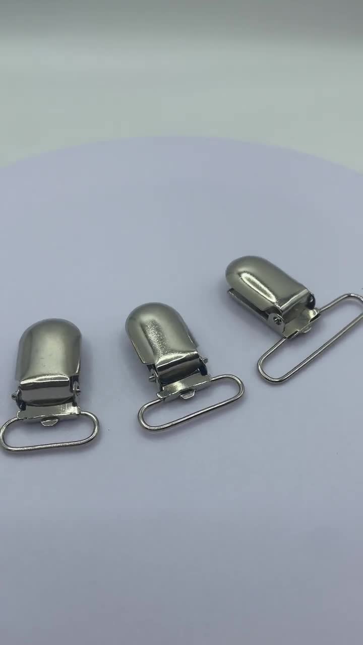 Zilverkleurige metalen jarretelclips 1 (25 mm) - doe-het-zelf fopspeenclips, stalen clips voor bretels - België