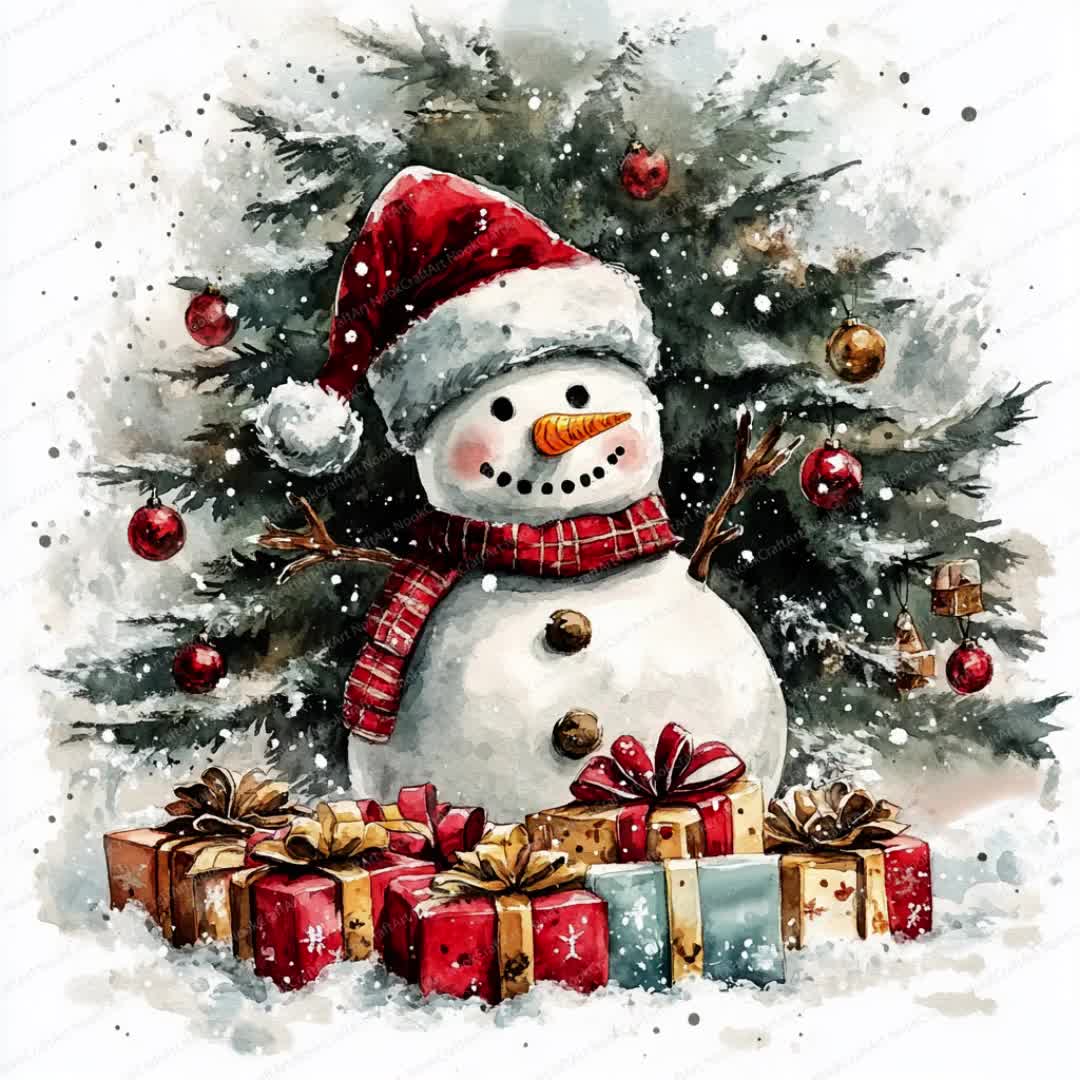 雪だるまのクリップアート 20 点 | クリスマス水彩画デザイン | 高品質