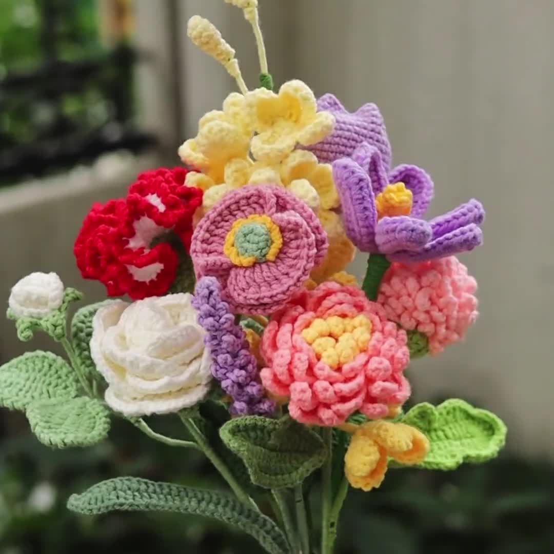 25+ Crochet Pattern, Tulip, Rose, Pingpong Flowers and More, Gift