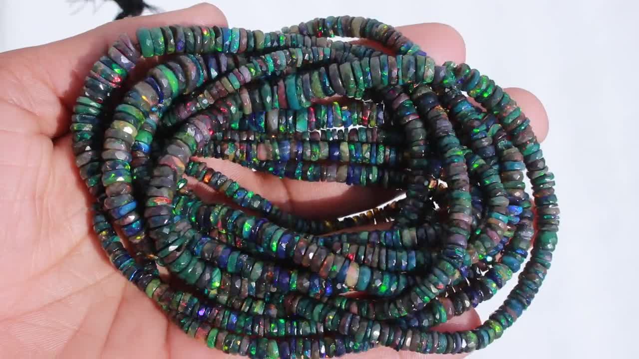 Black Ethiopian Opal Faceted Tyre Shape Beads, AAA Top Quality Black  ETHIOPIAN OPAL Heishi Beads, Multi Fire Opal Beads, Wholesale Opal Bead -   Canada