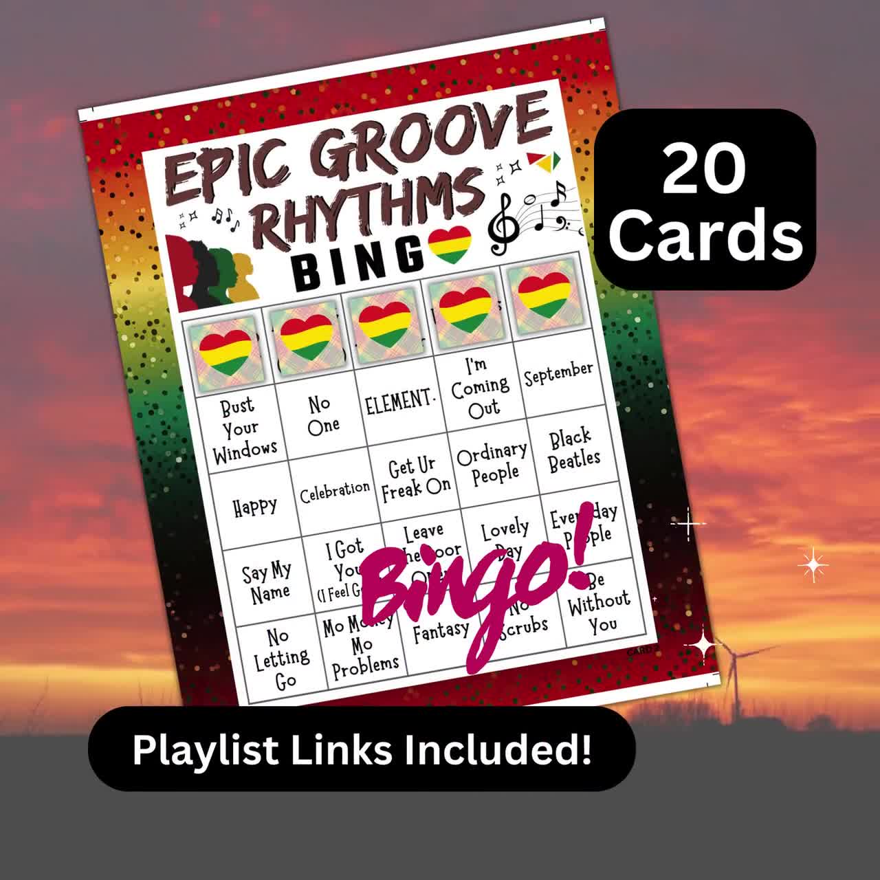 Black History Month Songs Bingo 20 Cards, Work Icebreaker Music Bingo with Playlist, Office Holiday Gathering Activity, Adult Party Game video poster