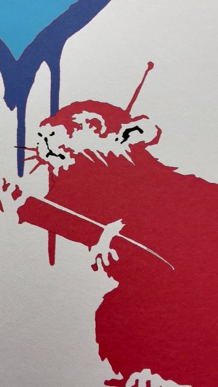 LOVE RAT（RED Ver.) BANKSY - Love Rat - Numbered Edition 124/150, 50 X 70 Cm, #banksy