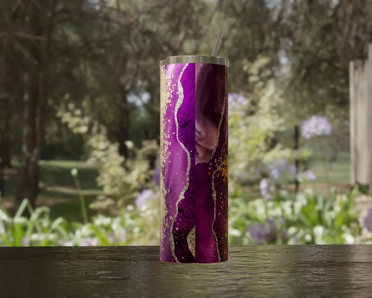 Marble Tumbler Sublimation Wrap. Black Purple Tumbler Design - So