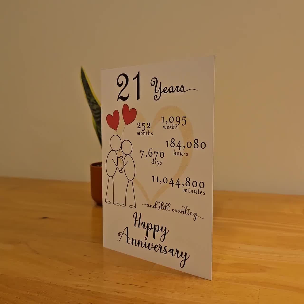 21st Anniversary Card, Gift (printable PDF, 5 Sizes - Etsy