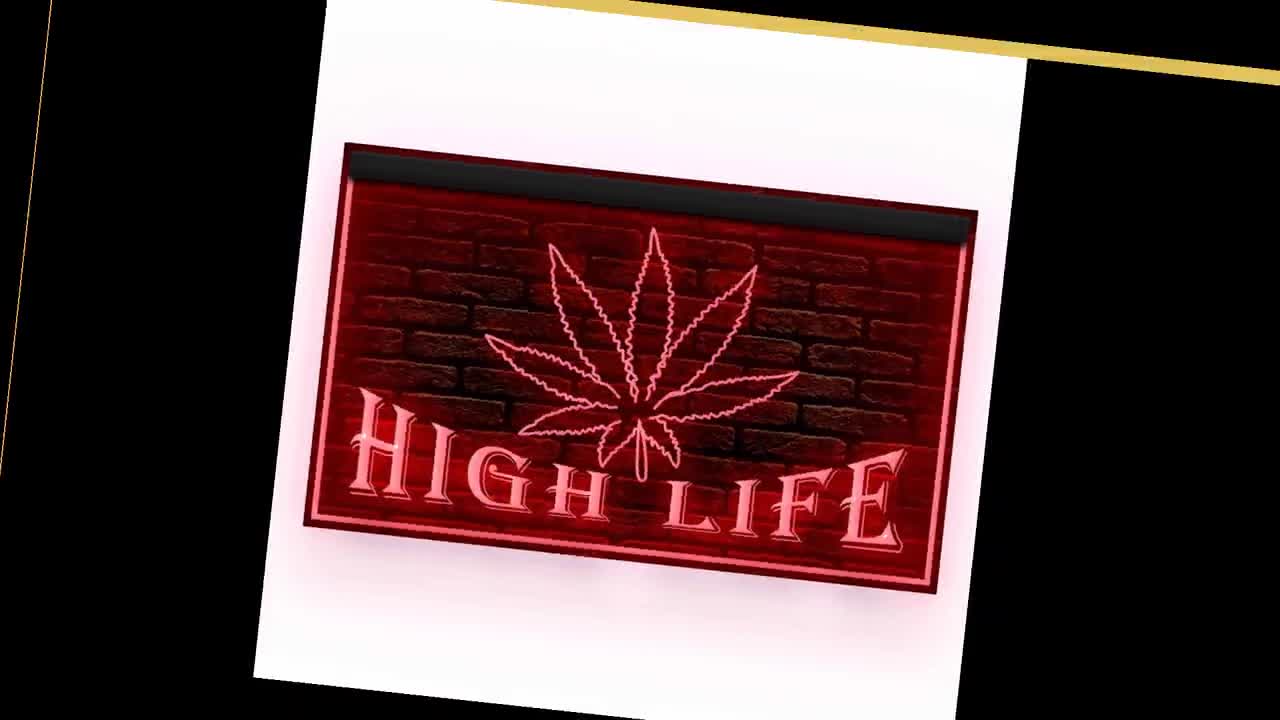 220001 Marijuana Hemp Leaf High Life fabulous Shop Store Open Display LED  Light Neon Sign