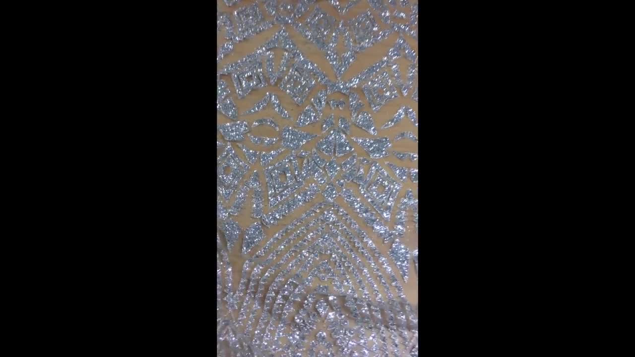 Royal Metallic SILVER Glitter on Light Tulle Mesh Lace / Fabric by