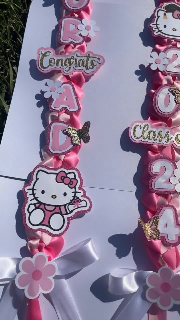 Cute Kitty Graduation Lei/ Pink Kitty Ribbon Lei/ Grad Gifts