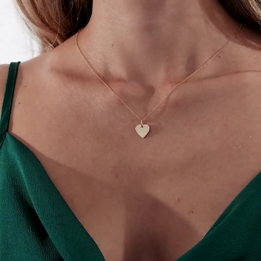 14K Solid Yellow Gold Heart Necklace, Minimalist Heart Necklace, Gold  Necklace, Dainty Heart Necklace, Womens Necklace