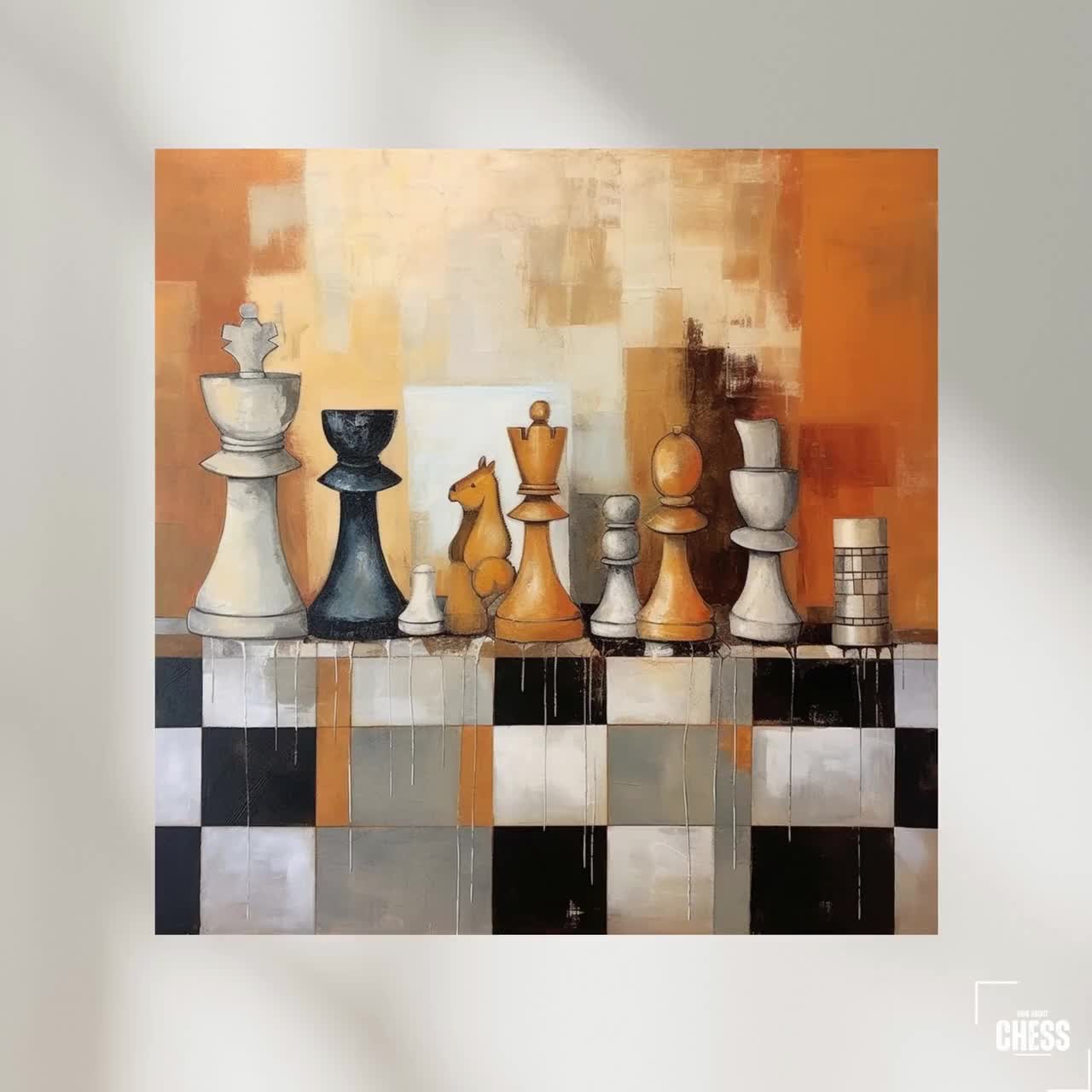 Abstract Chess Splatter Effect Digital Chess Queen Art Print 