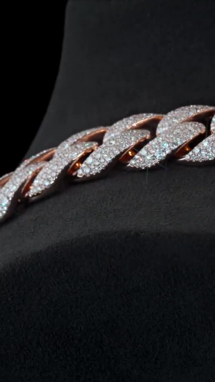22mm Mosaic Set Miami Cuban Link Chain | VVS1 Moissanite Diamonds