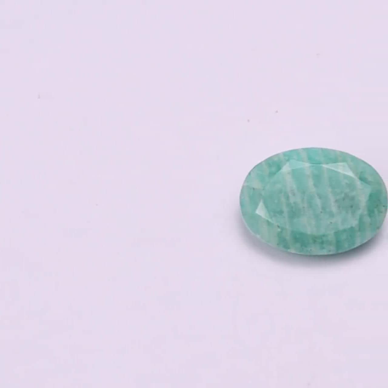アマゾナイト ファセットオーバルシェイプカボション、天然