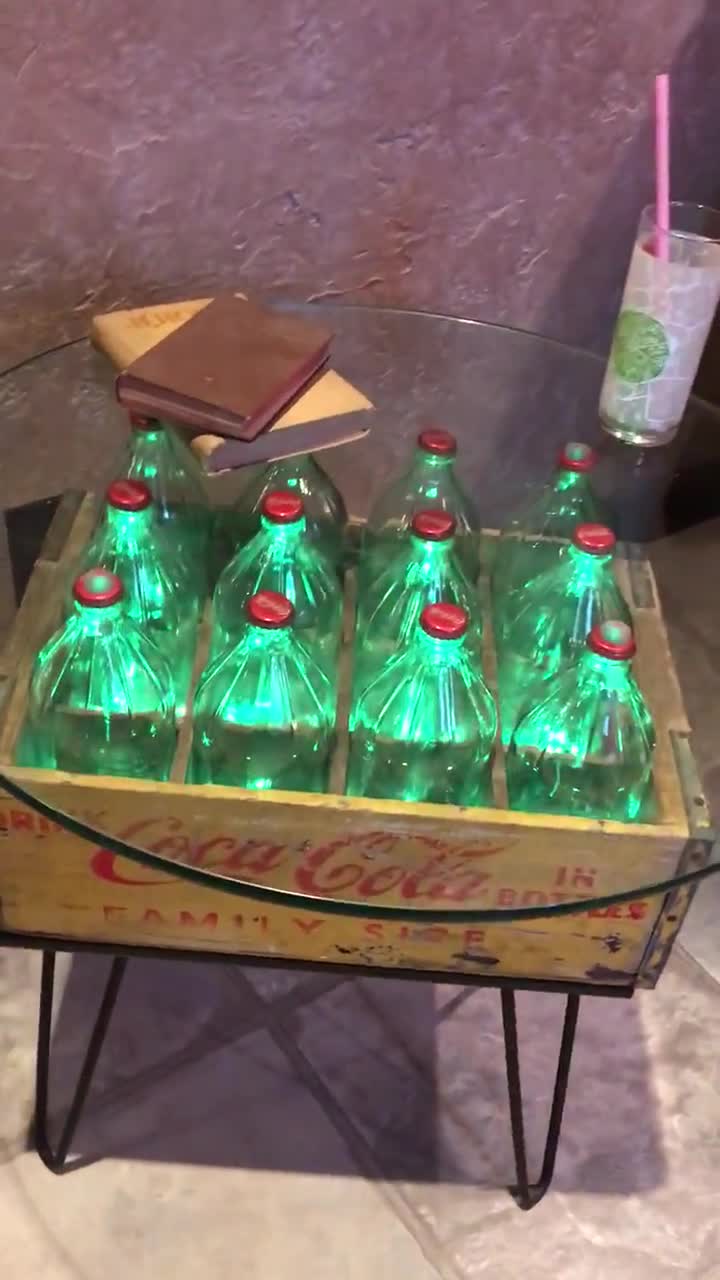 Coca Cola Crate Table - Vintage Glass With LED Lighting - Etsy
