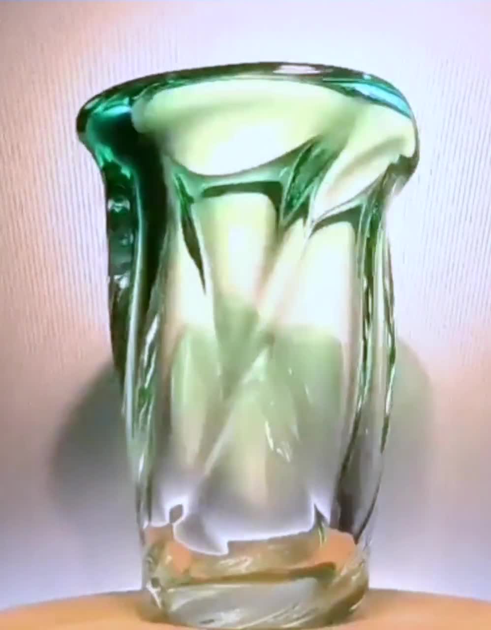 Val Saint Lambert Clear – Turquoise Crystal Vase “conque” - Etsy