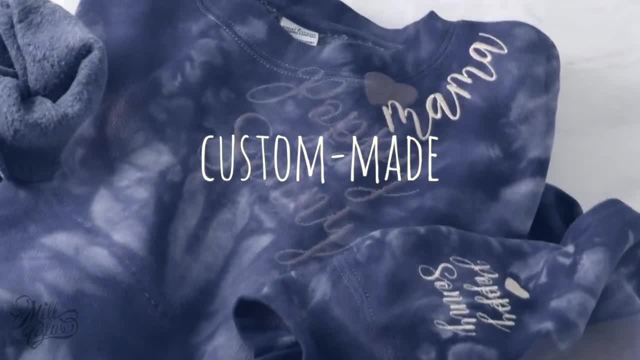 Custom Embroidered Mama Tie Dye Sweatshirt | Butter-Soft Fleece | Personalized Kid's Names video poster