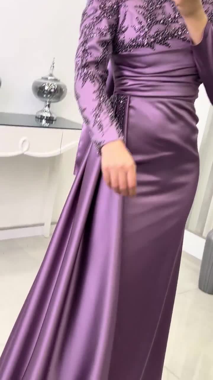 ROSA Elegant Hijab Evening Gown with Detailed Beadwork for Special Occasions
