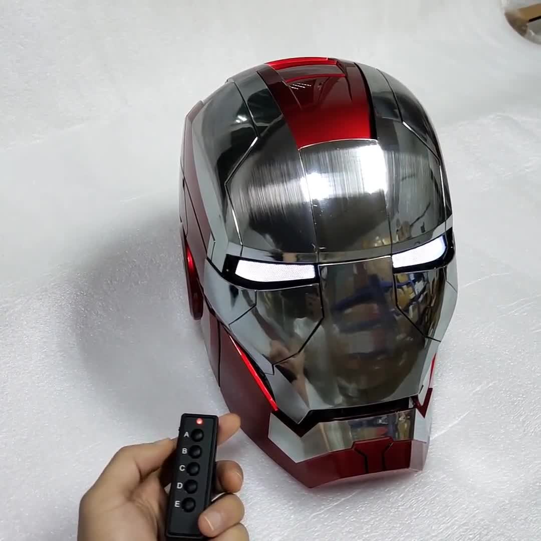 Casque électrique Iron Man pour adultes, yeux à commande vocale, jouets  modèles lumineux, portable, cadeau de Noël, nouveau, en stock, Mk5, 1:1