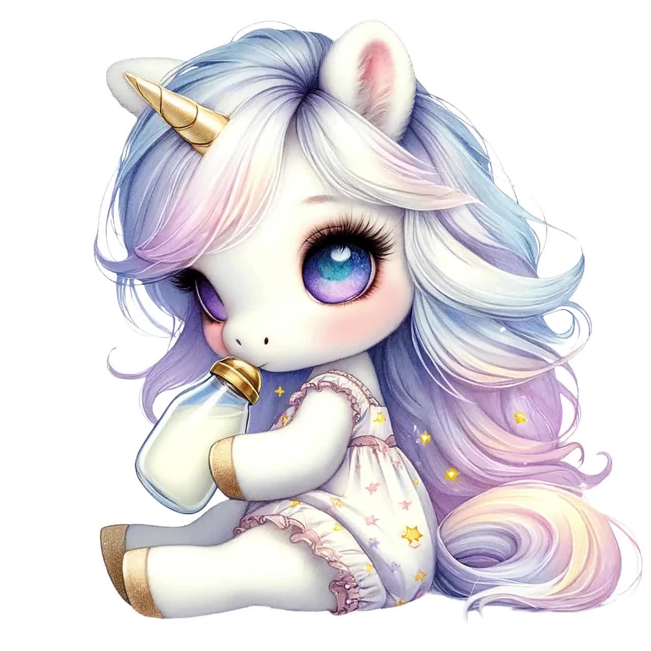 50 PNG/JPG, Baby Unicorn Watercolor Clipart,Unicorn Сlip art,cute  Unicorn,Baby Unicorn png,Unicorn clip art, Rainbow unicorn, commercial use, image size:1280x1280