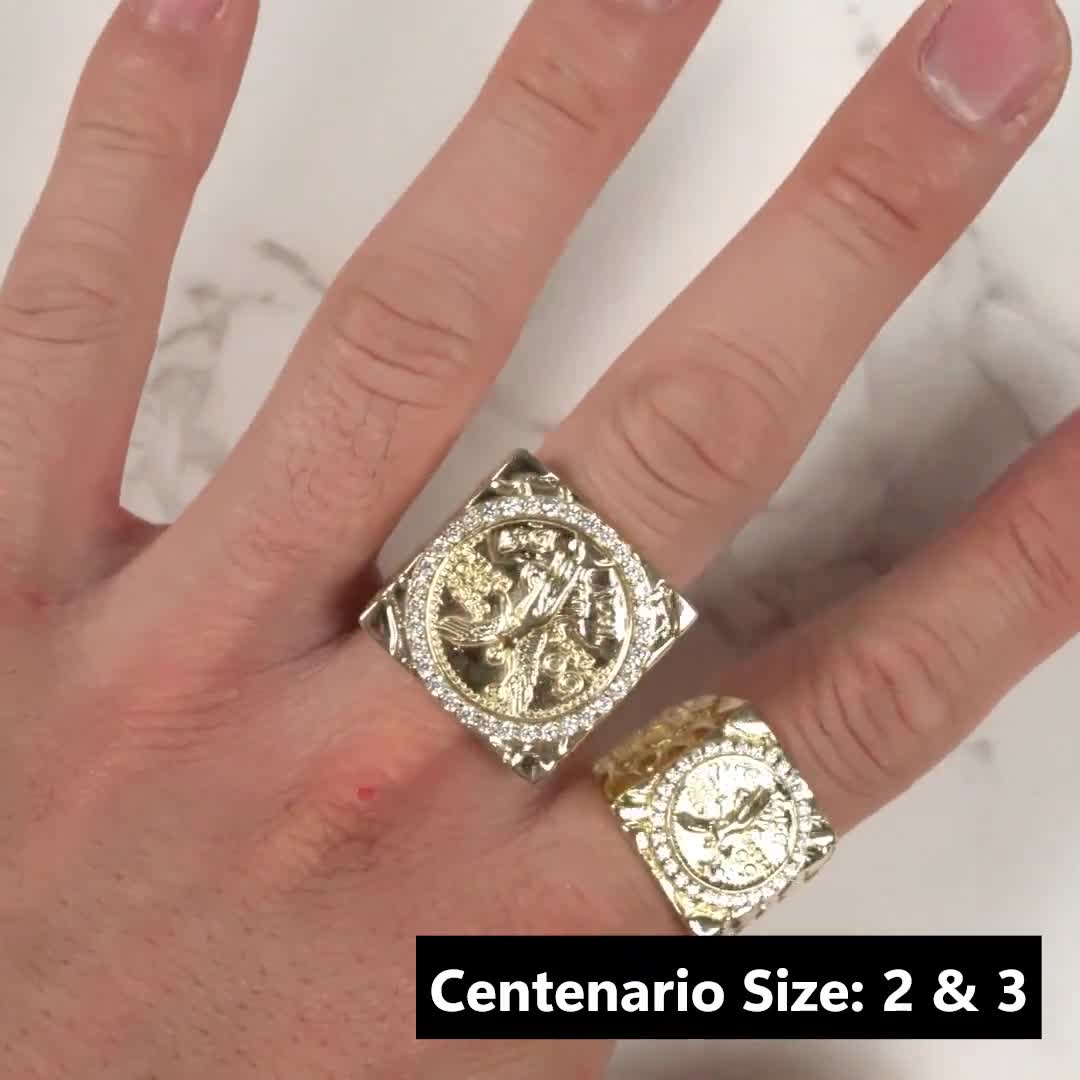 10k & 14k Solid Gold Centenario 50 Pesos Mexican Coin Square