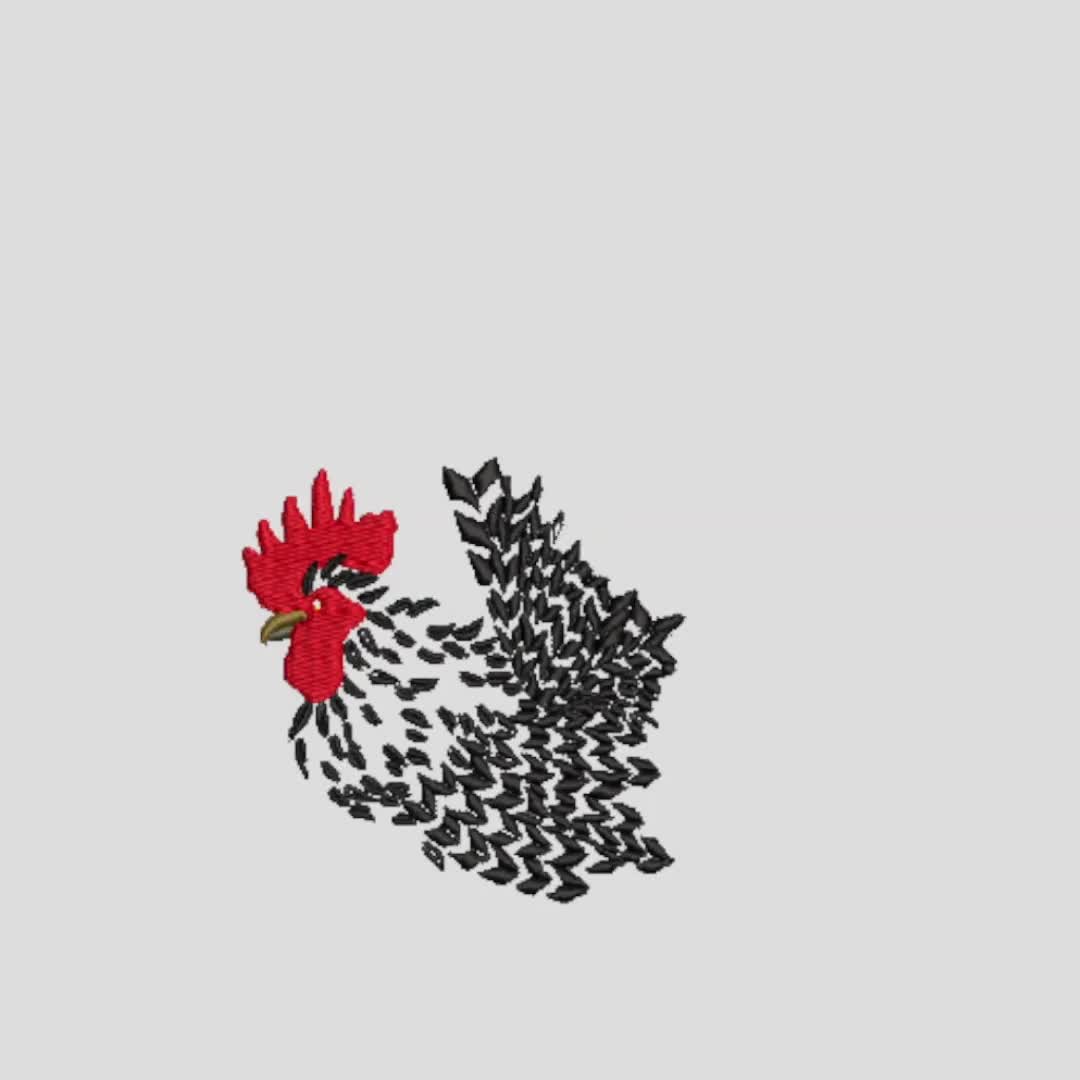 モダンな雄鶏の刺繍デザイン、芸術的な羽根模様の鶏のミシン用ファイル