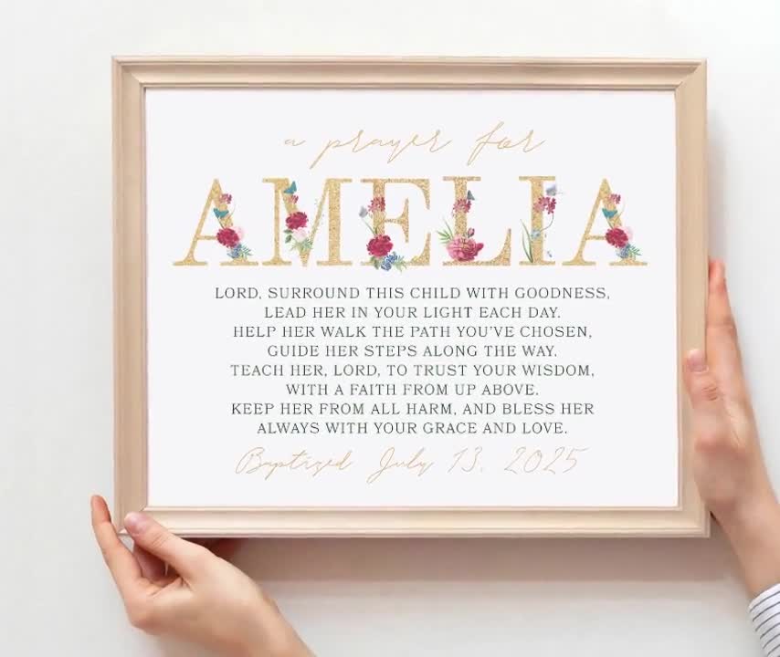Personalized Christening Prayer Print: Girl Baptism Gift (digital