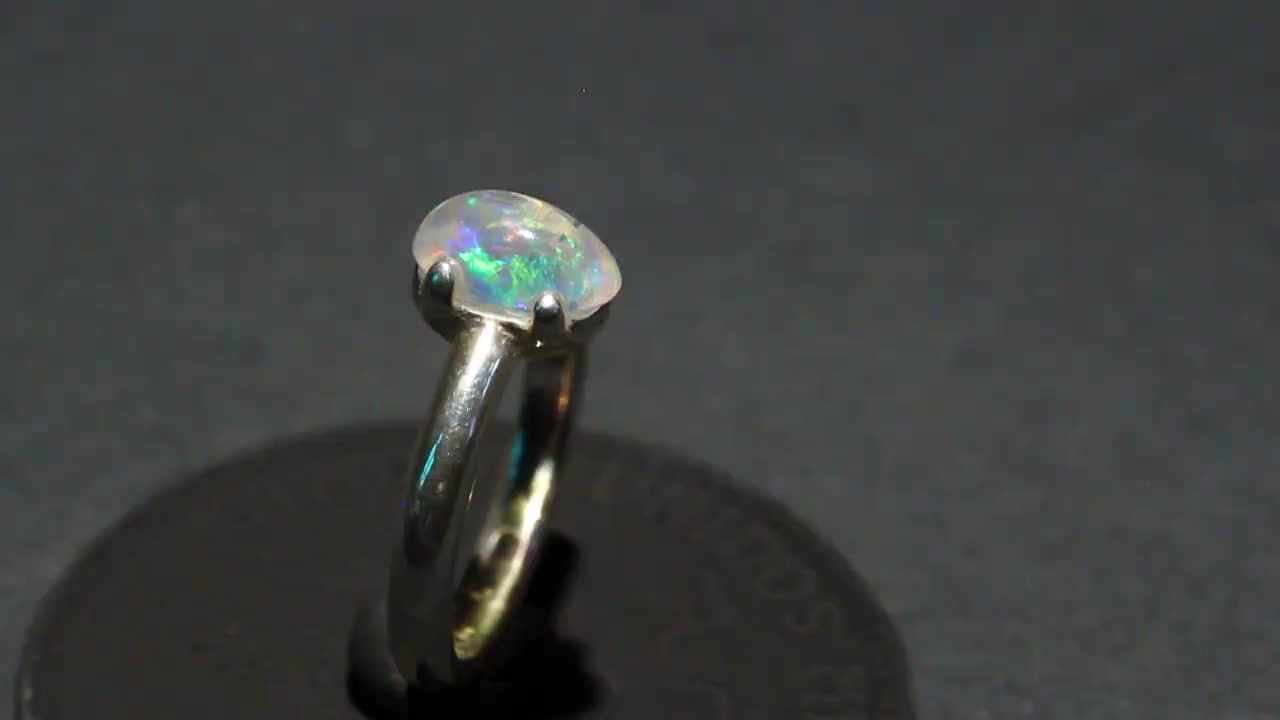 メキシカンオパールスターリングシルバーリング、ハンドメイド、サイズ