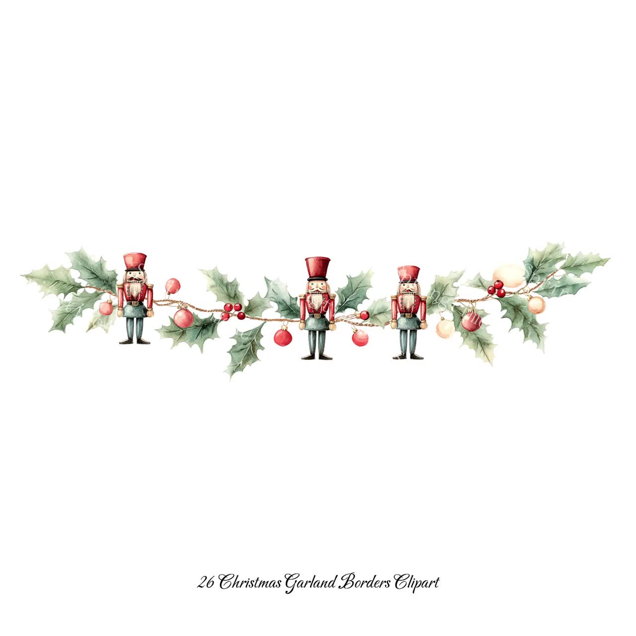 26 Christmas Garland Borders Clipart, Winter Christmas Festive Borders,  Printable Watercolor, High-Quality JPGs, Paper Craft, Junk Journal, image size:1280x1280