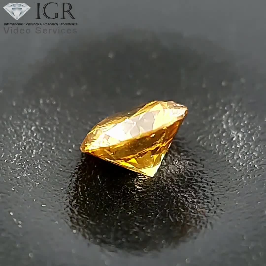0.20 Cts. CERTIFIED Round Brilliant Cut SI1 Vivid Canary Yellow