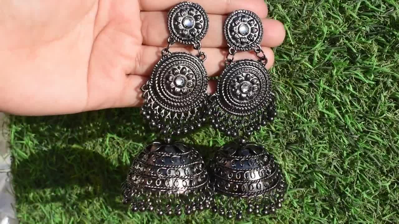 Buy Latest Silver Tone Oxidised Earrings online – Gehna Shop