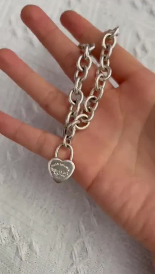 Tiffany & Co Vintage Please Return to Heart Lock Bracelet, 925