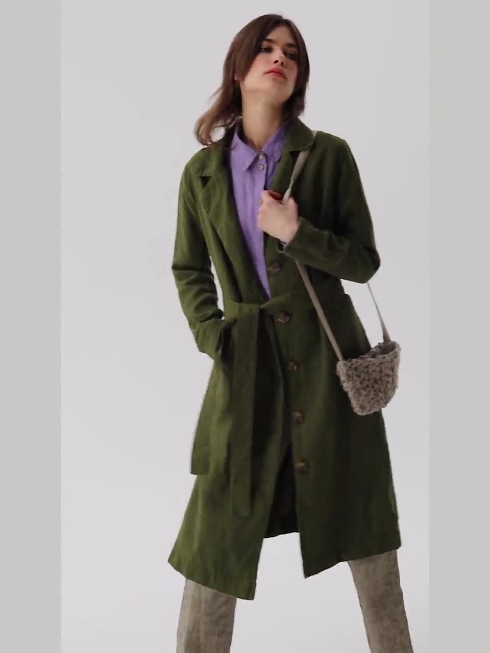 Linen trench coat women, linen coat for women, linen duster, vintage trench  coat LEO