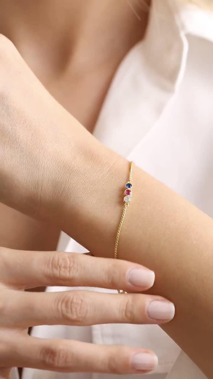 Birthstone Bracelet for Mom, Family Birthstone Bracelet With Box