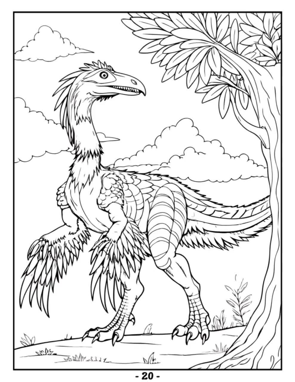 恐竜ぬりえ：先史時代の動物デザイン40種類（PDFパターン）, image size:988x1280