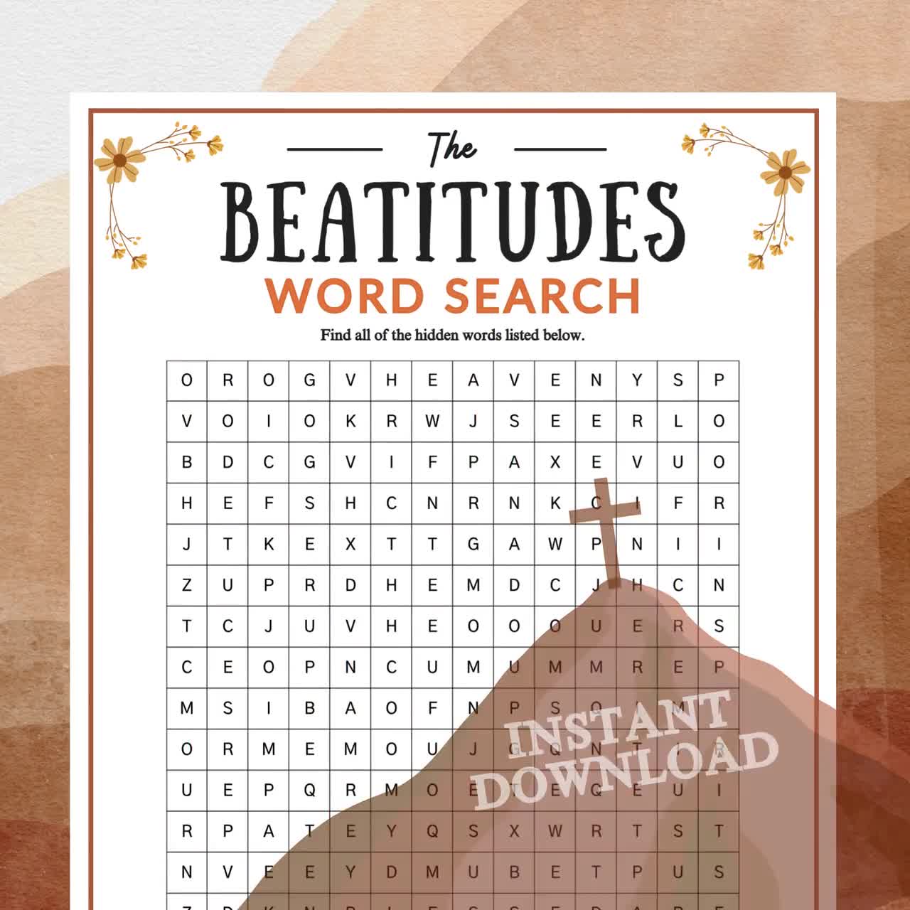 Sermon On The Mount Beatitudes Bible Word Search Puzzles Sharefaith