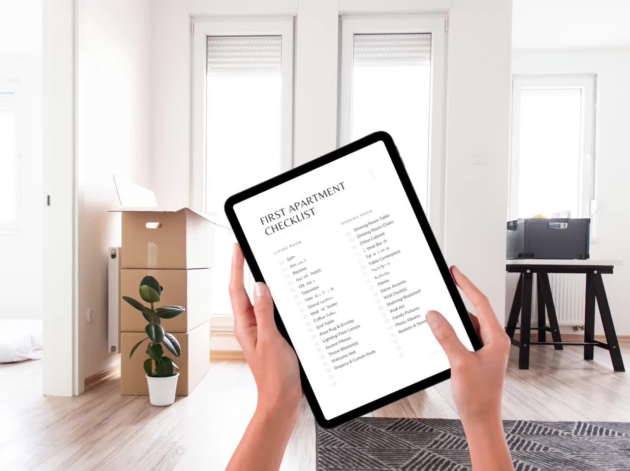 Best Apartment Essentials Printable Checklist, New Home Shopping List,  Wedding Registry, Best PCS Digital Moving Planner, Furnishings Guide 