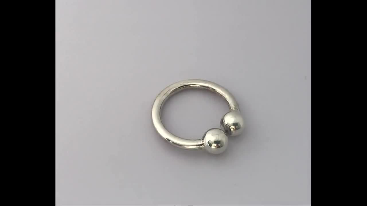 Cock Glans Rings - Solid Silver - Worn below the head of your cock on your  Frenulum - 2 pressure balls - Handmade body jewellery for Men