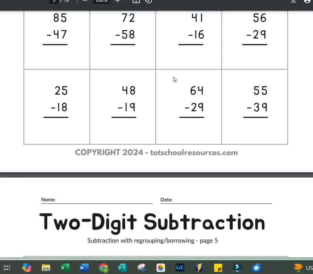 2 Digit Borrow Subtraction Regrouping 5 Worksheets Free Printable