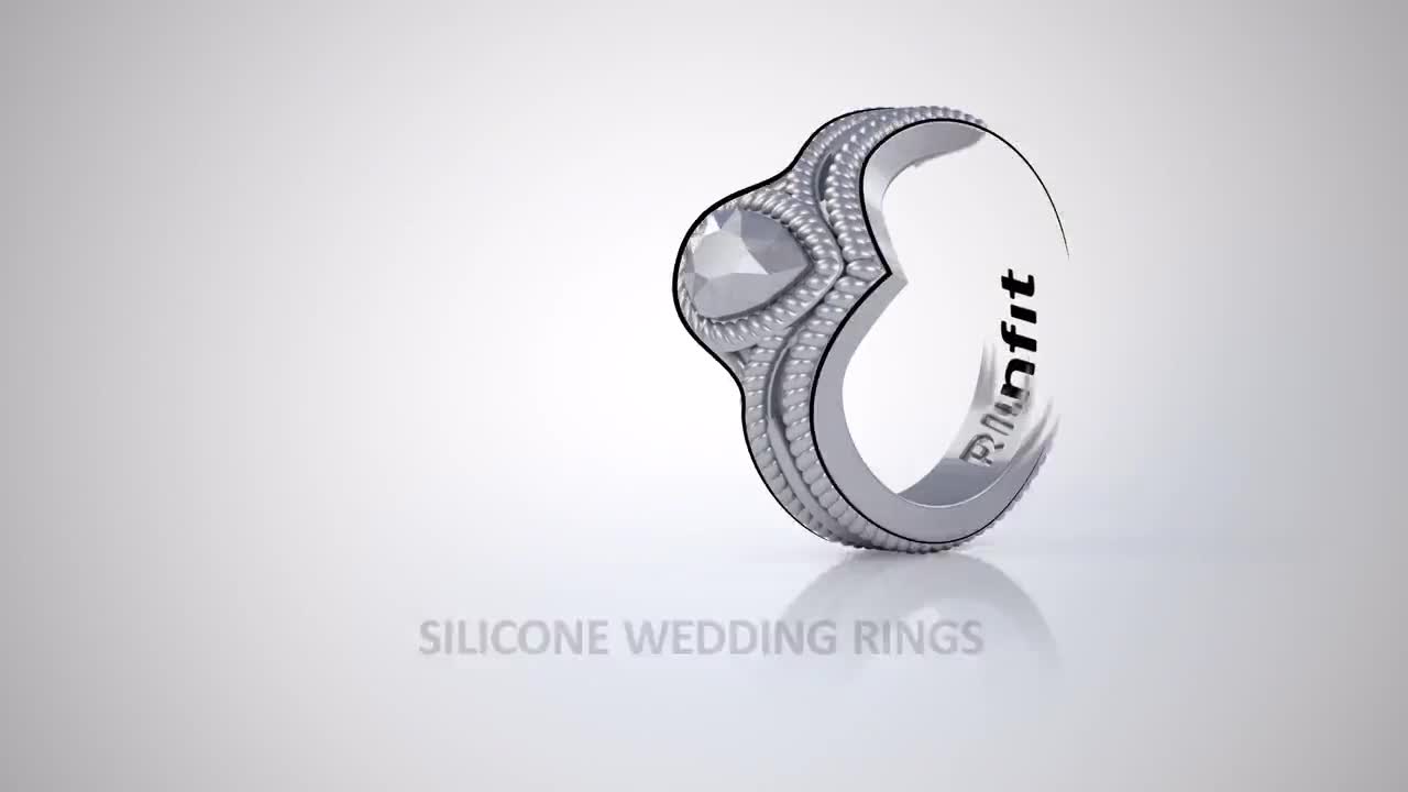 Women's Silicone Pear Diamond Rings. Stylish Design. Comfortable & Durable  Wedding Band. US Design Patent