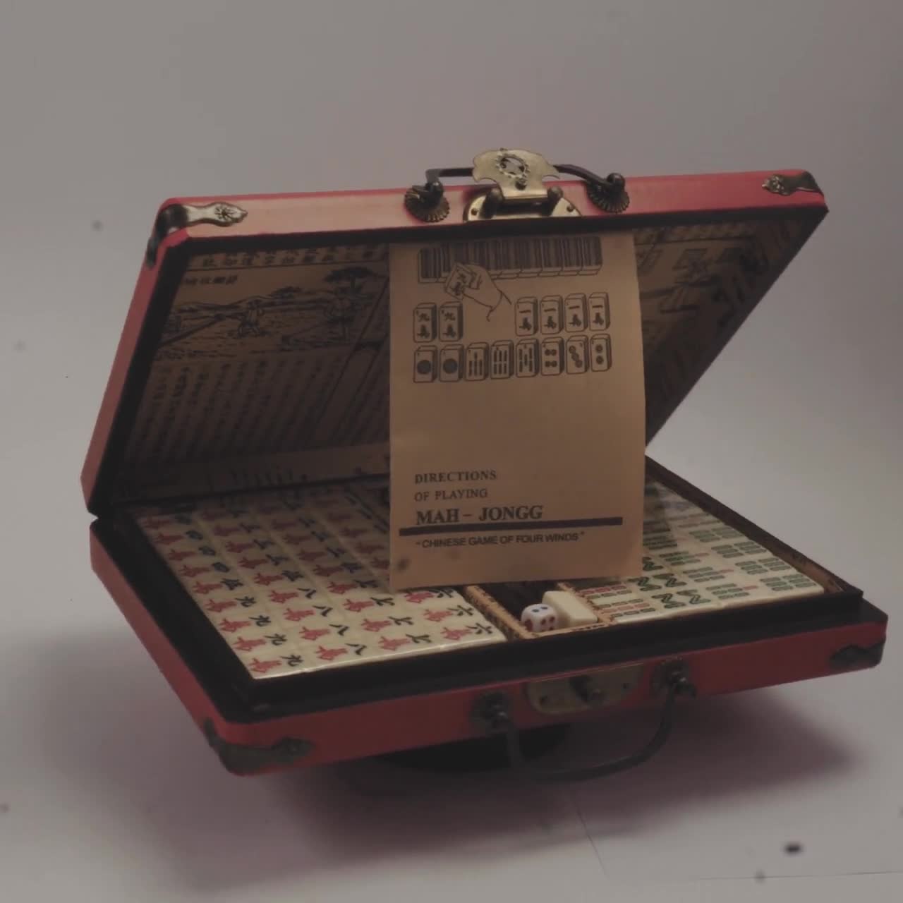 Vintage Chinese Style Mini Mahjong Set,original Lacquerware Wooden