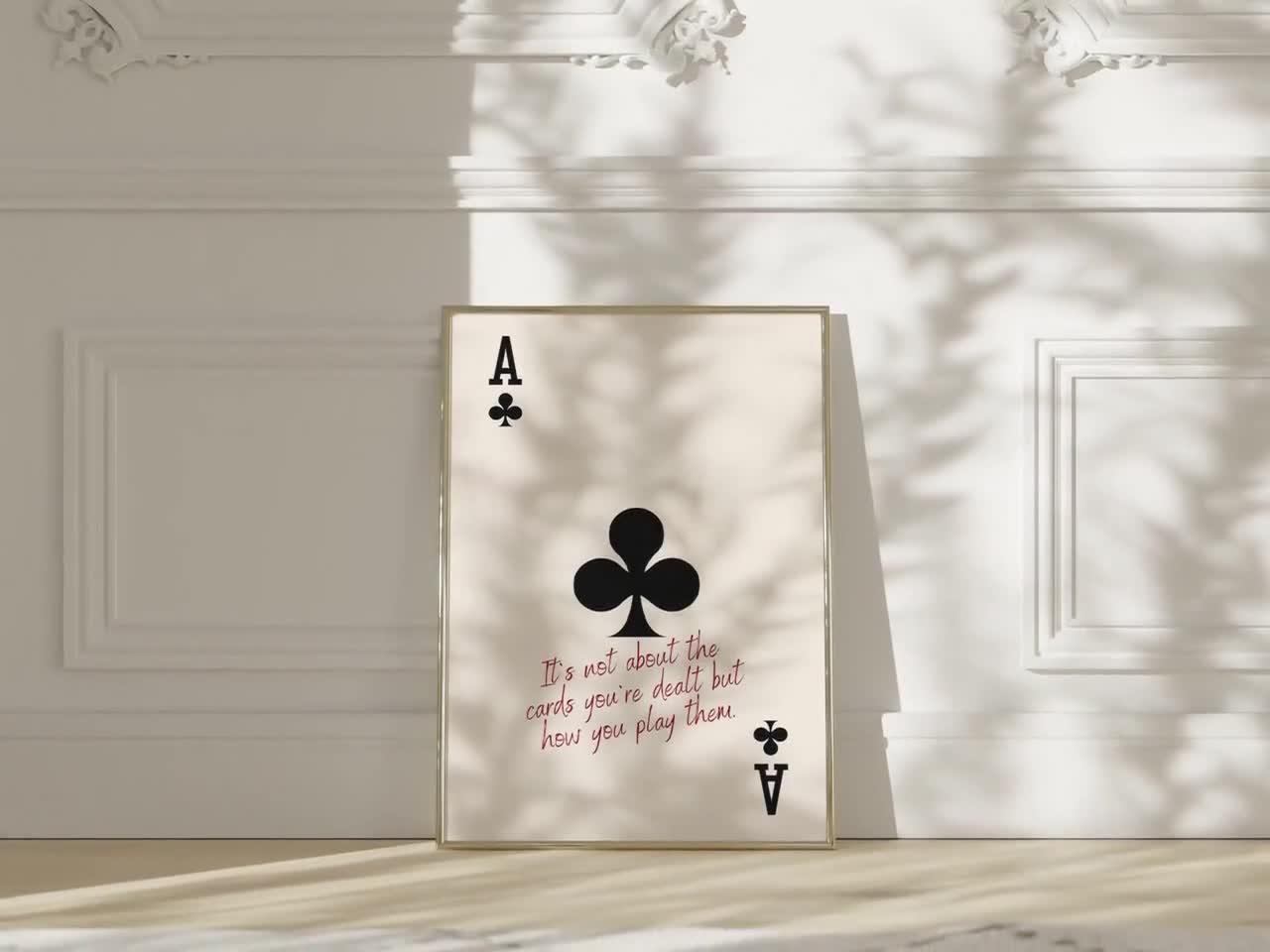 Club aas print, retro speelkaart kunst aan de muur, trendy schoppen aas  kunst, inspirerende citaat poster, beige decor aas kaart, decor  meisjesslaapzaal, image size:1280x960