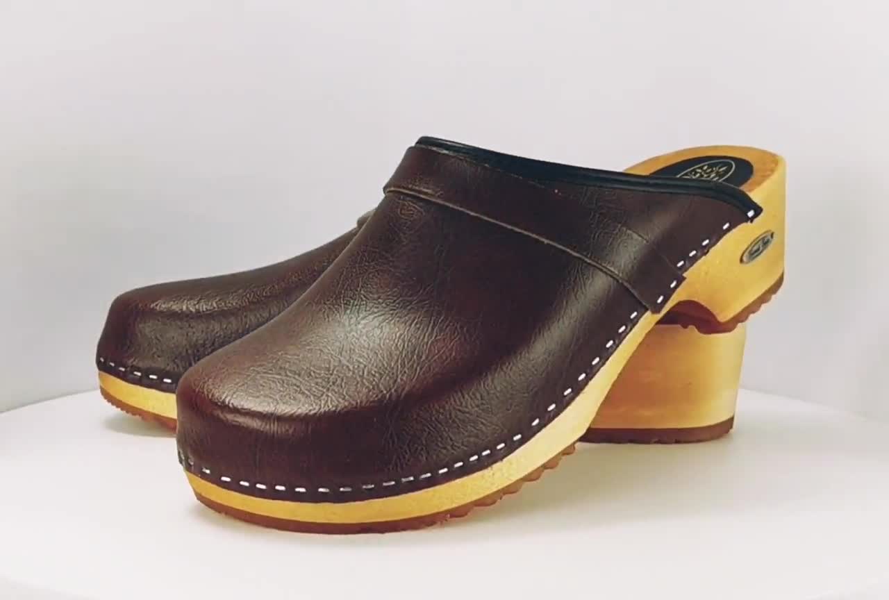 New Swedish Wooden Clogs / Natural and Eco Handmade Clogs / Moccasins for  Men / Mules of Leather / Brown / High Heel / Trend Tree -  Canada
